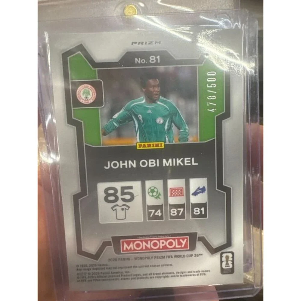 2026 Panini Prizm Monopoly World Cup John Obi MIkel Gold Millionaire /500 #81